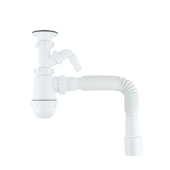 Сифон бутылочный IDDIS Optima Home 1.1/2x40мм, с выпуском, гофротрубой 40/50мм и отводом (900AVG1010VD)