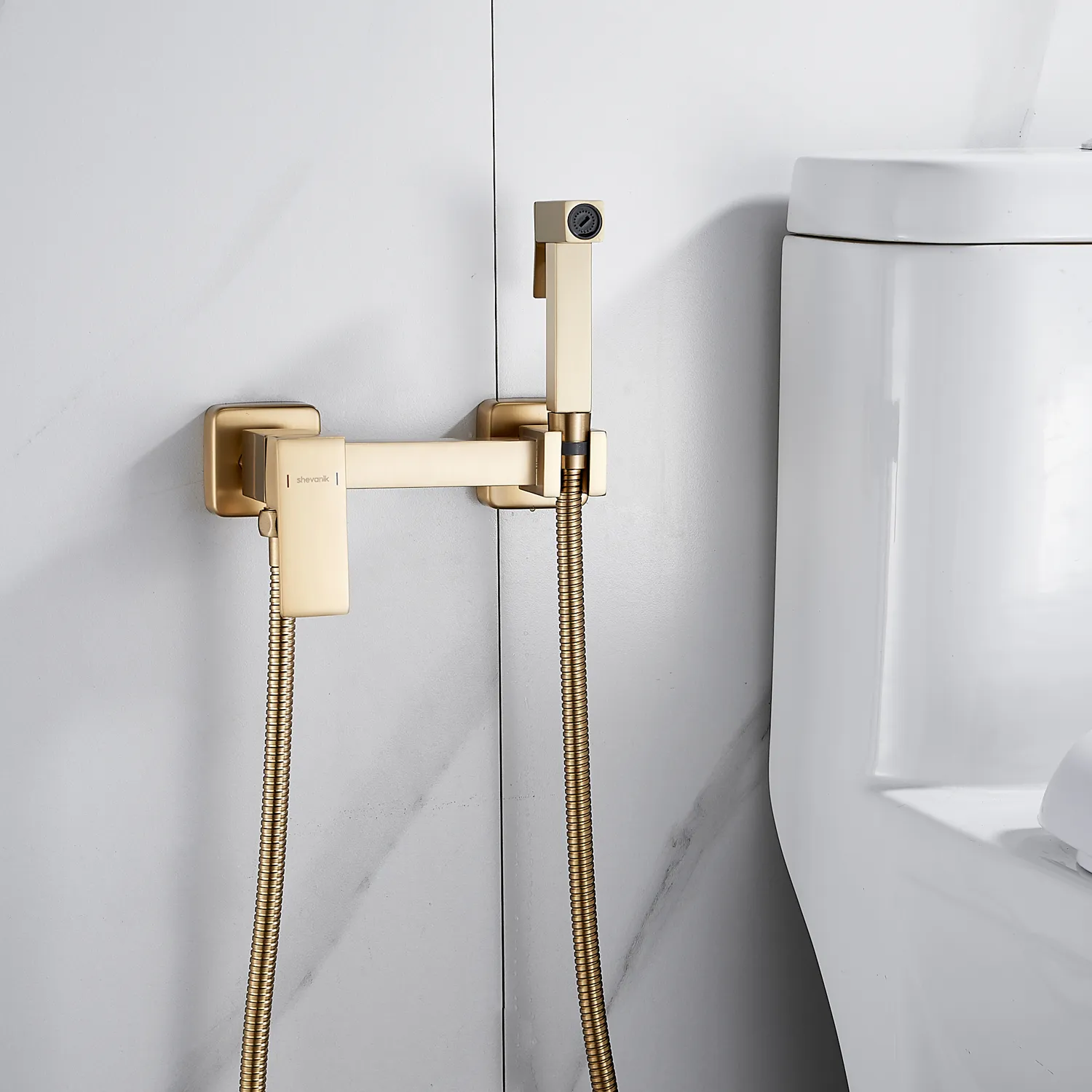 Гигиенический душ со смесителем Shevanik S137G, золотой сатин