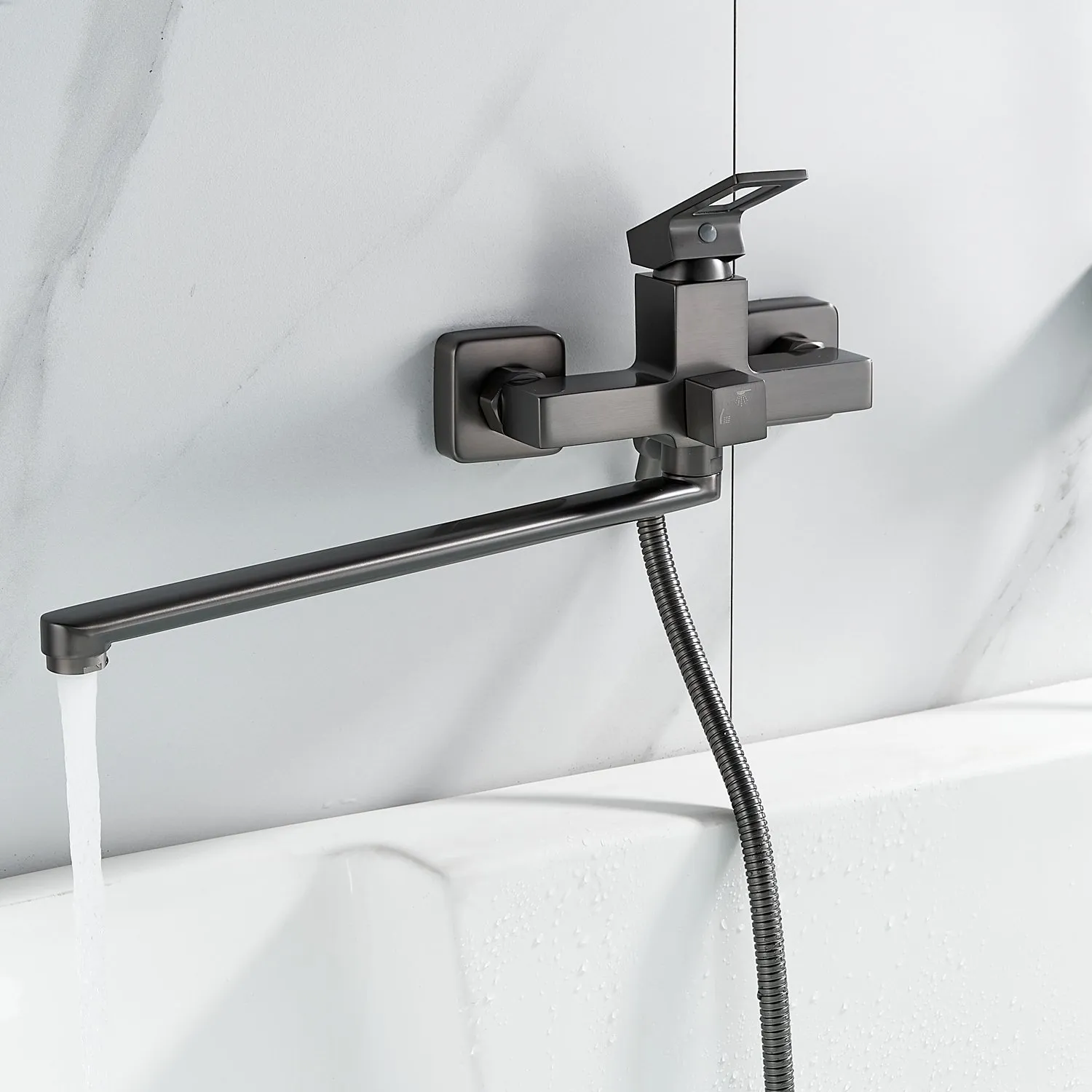 Смеситель для ванны Raffine F2296T, оружейная сталь