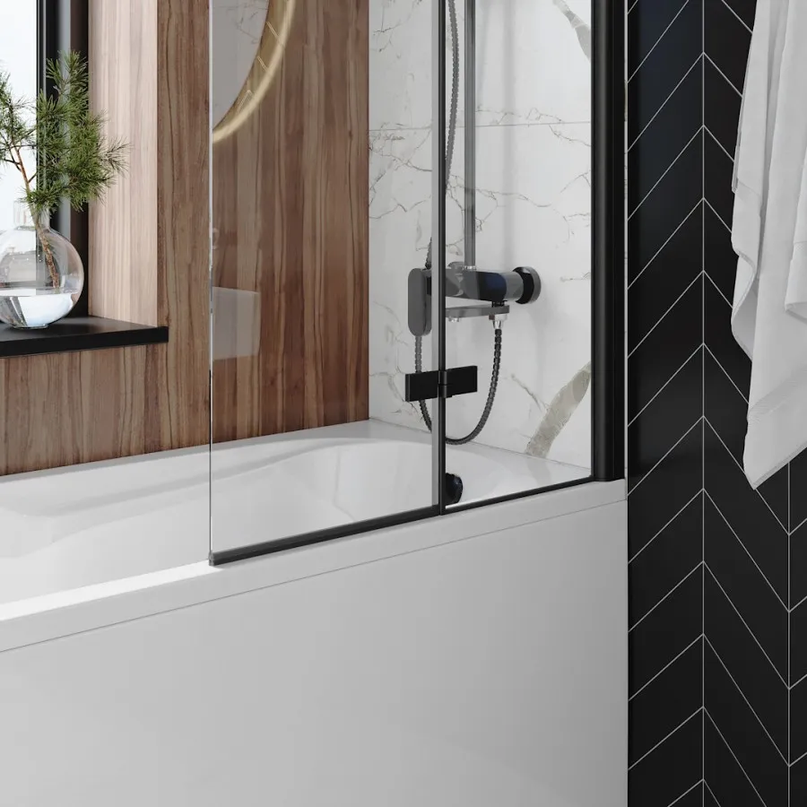 Шторка на ванну 80х140 см Maretti Valentina VA41R8014097-560, профиль черный