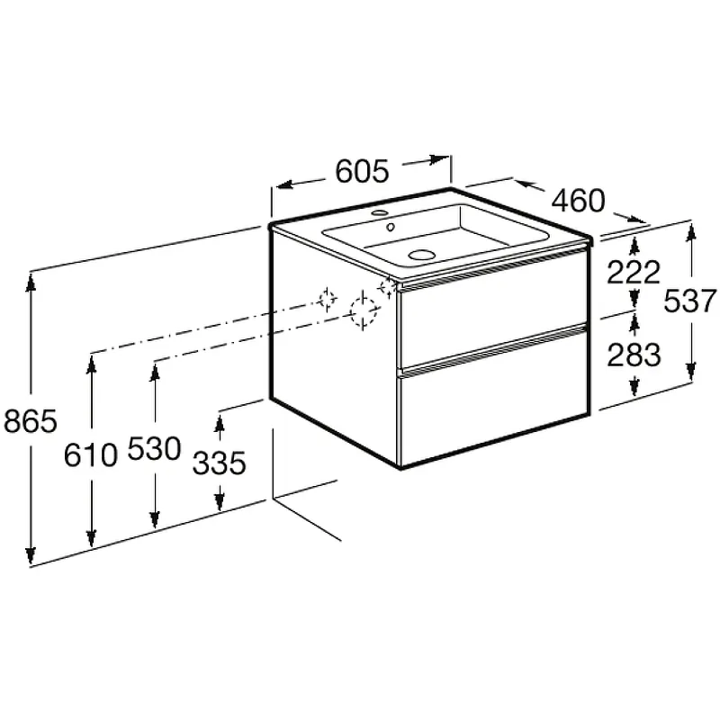857458806 857532806 Roca Domi модуль два ящика 600 (аналог 857532806)