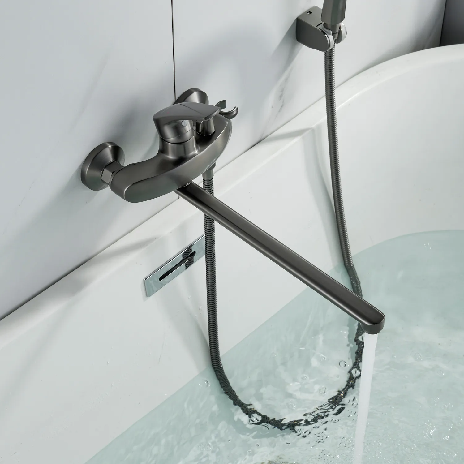 Смеситель для ванны Shevanik S5072T, оружейная сталь