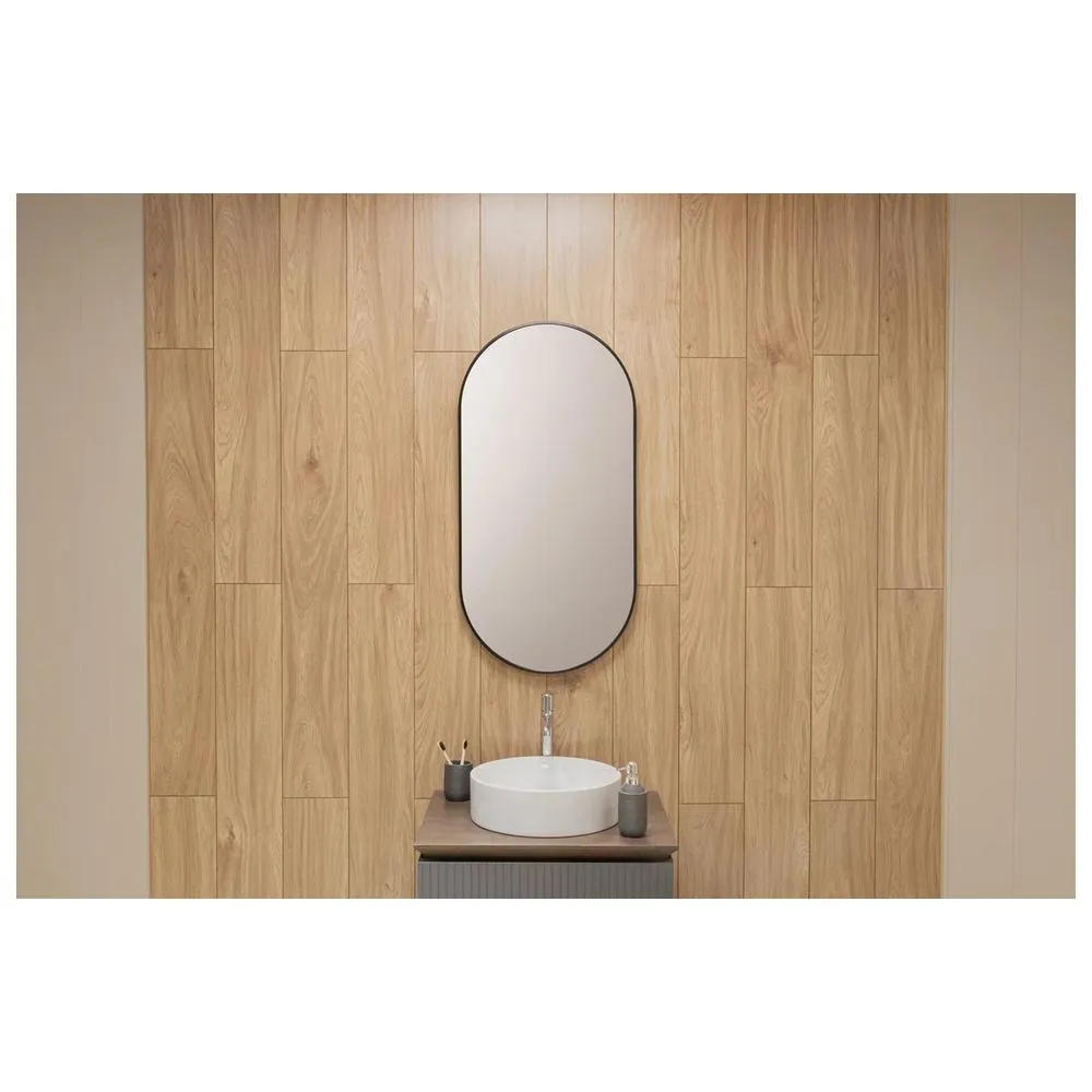 Зеркало Dreja GLOW 50х100 см, алюм. профиль, черный