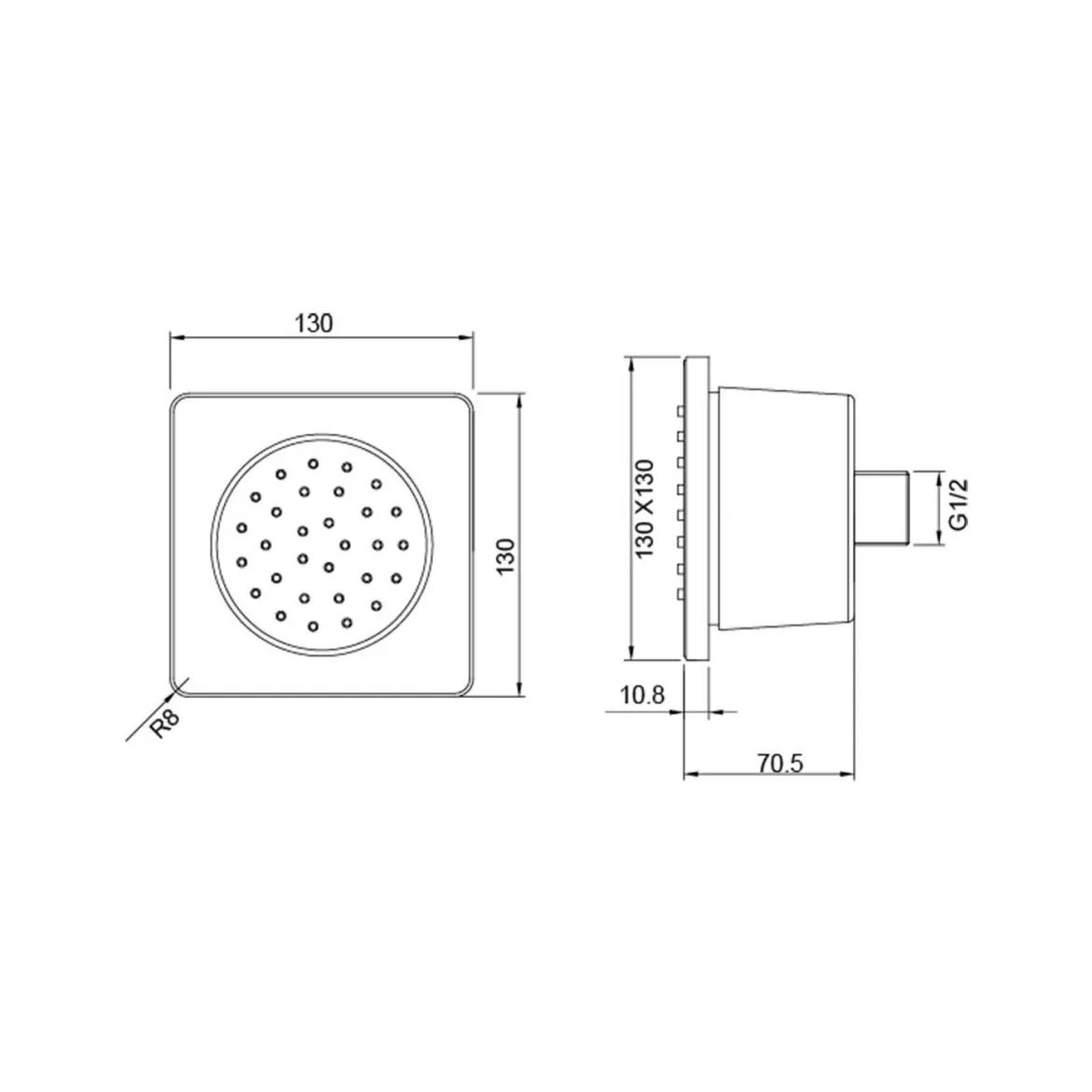Боковая форсунка AQUATEK, 130*130, хром AQ2099CR