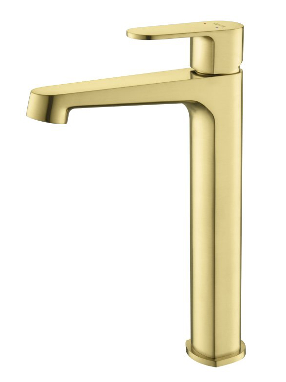 AQ1204BG ОБЕРОН смеситель для раковины высокий 240, без донного клапана, шлиф. золото