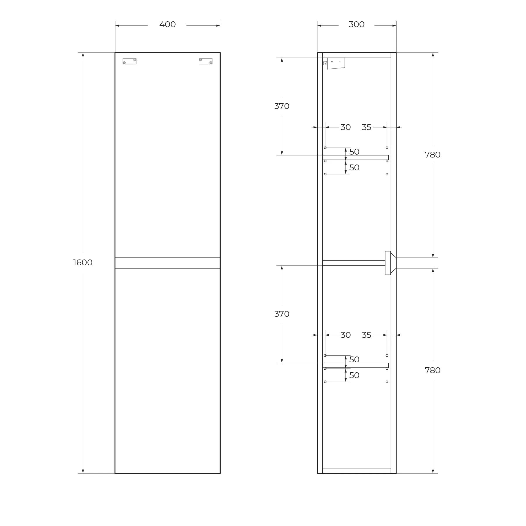 Шкаф подвесной Cezares Molveno 400х300х1600, Beton (MOLVENO-1600-2A-SC-BET)