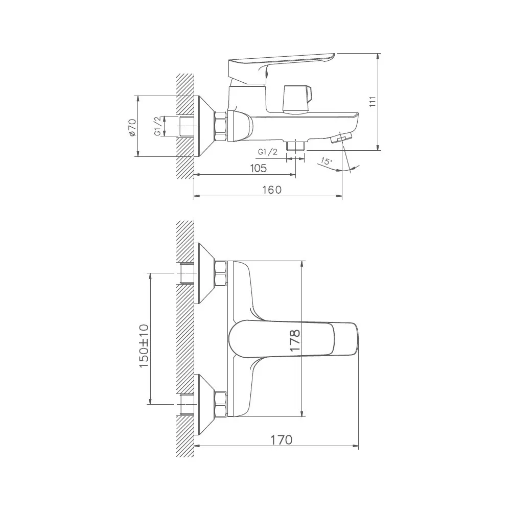 Смеситель для ванны D-Lin D130370, хром