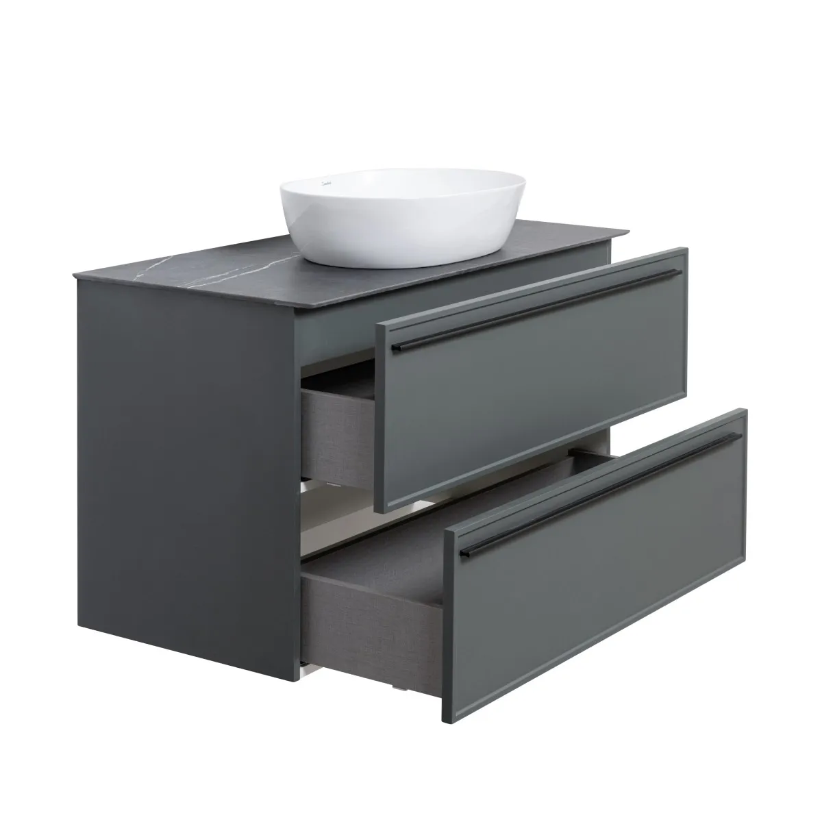 Тумба под раковину подвесная La Fenice Elba TWIN FNC-01-ELB-G-100-2, серо-зеленая