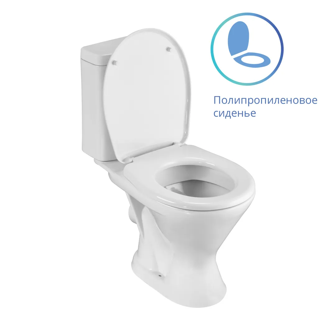 1P2103S0000BF Унитаз-компакт Грация белый, 2-х режимный, сидение полипропилен, гор вып