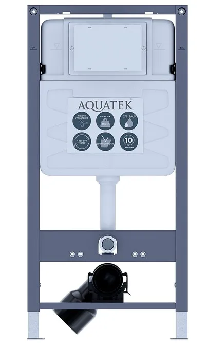 SET AQUATEK ОБЕРОН T PNS009 (рама AQUATEK INSP-0000001 с клавишей PNS-0000009 и крепежом KKI-0000016+унитаз ОБЕРОН AQ1365T-00, тонкое сиденье sc)