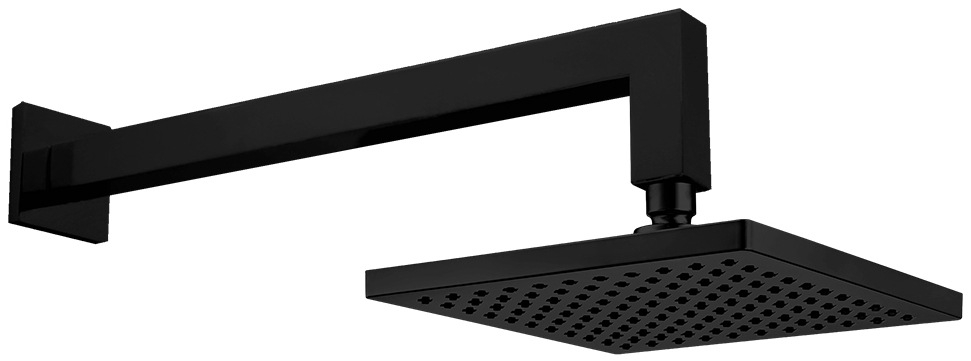 Квадратный верхний душ с держателем E.C.A. TIERA 200x200 мм матовый черный 102145031C1EX