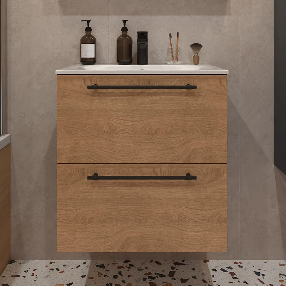 Тумба с раковиной подвесная (60см) Terminus Venta VEN10602300001O, шпон/дуб