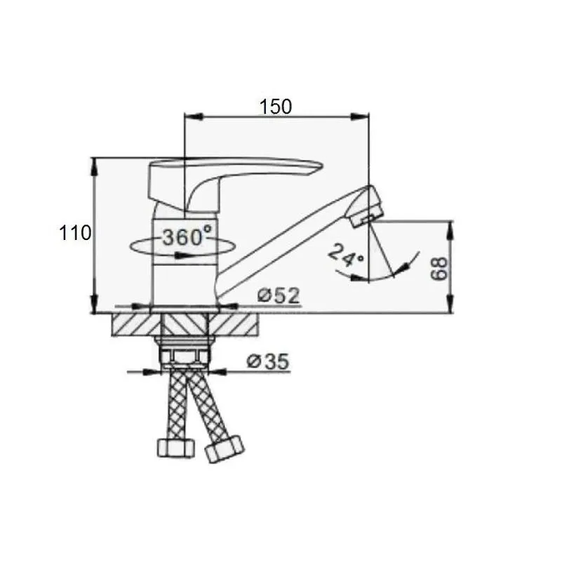 Смеситель для кухни D-Lin D151422-1, хром