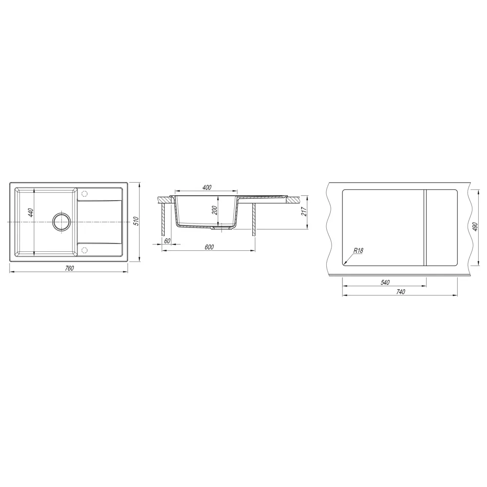 Кухонная мойка Dr. Gans ТЕХНО 25.030.D0760.410, везувий