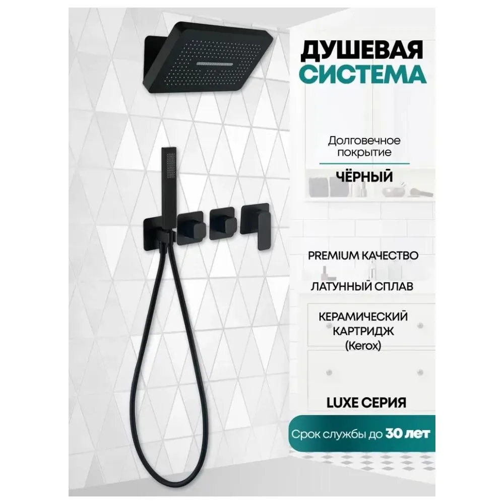 Душевая система встраиваемая (без излива) Grocenberg GB5030BL, черный