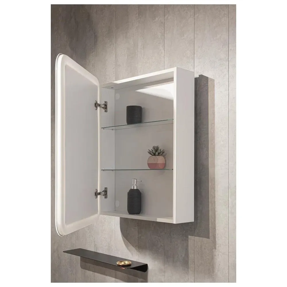 Зеркало-шкаф Silver Mirrors Фиджи 50 - 4.2 левый (часы, ТХ, сенсорный выключатель)