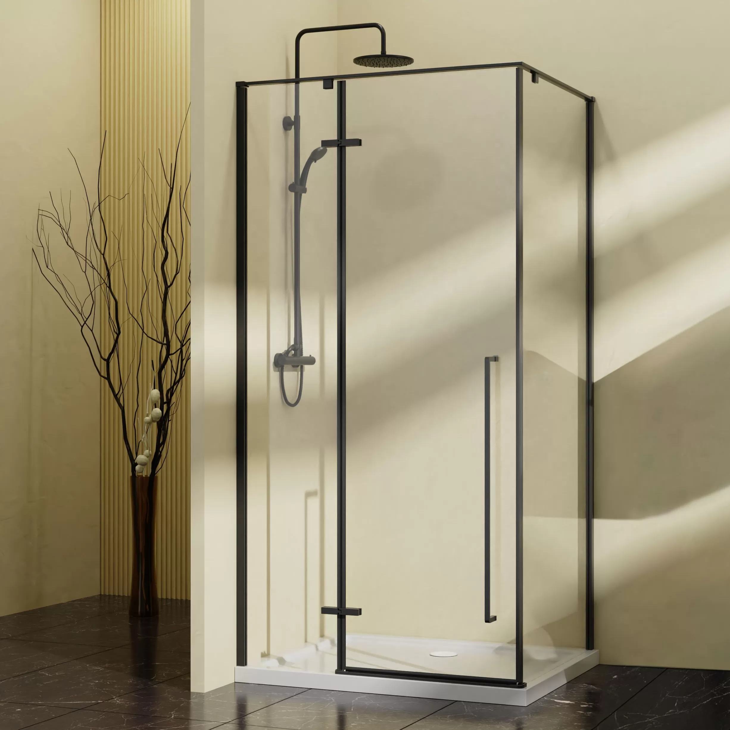 Душевой уголок Vincea Slim-N (VSR-5SN1010CLB) 1000х1000 мм, черный, стекло прозрачное