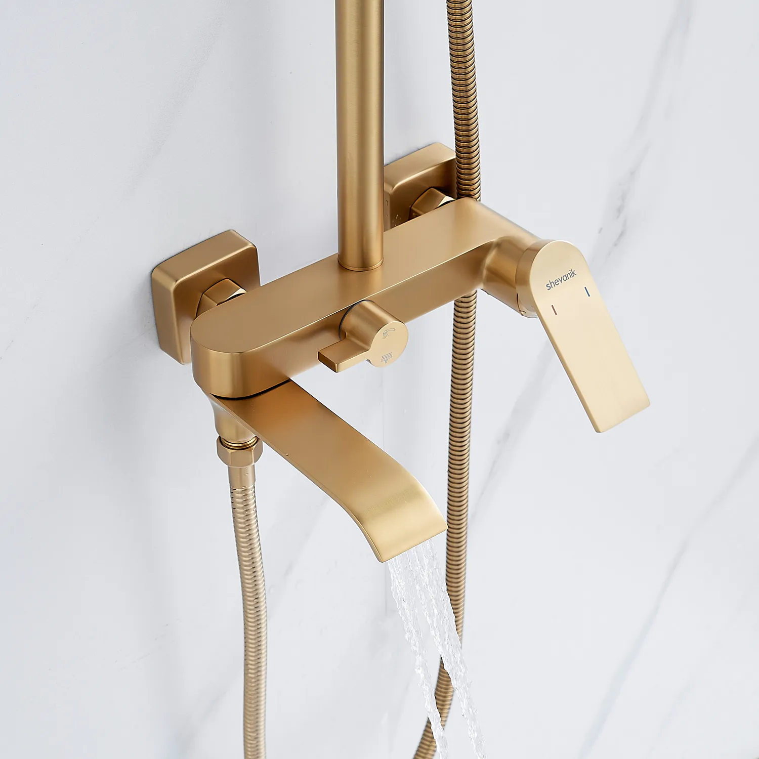 Душевая система Shevanik S4136G, золотой сатин