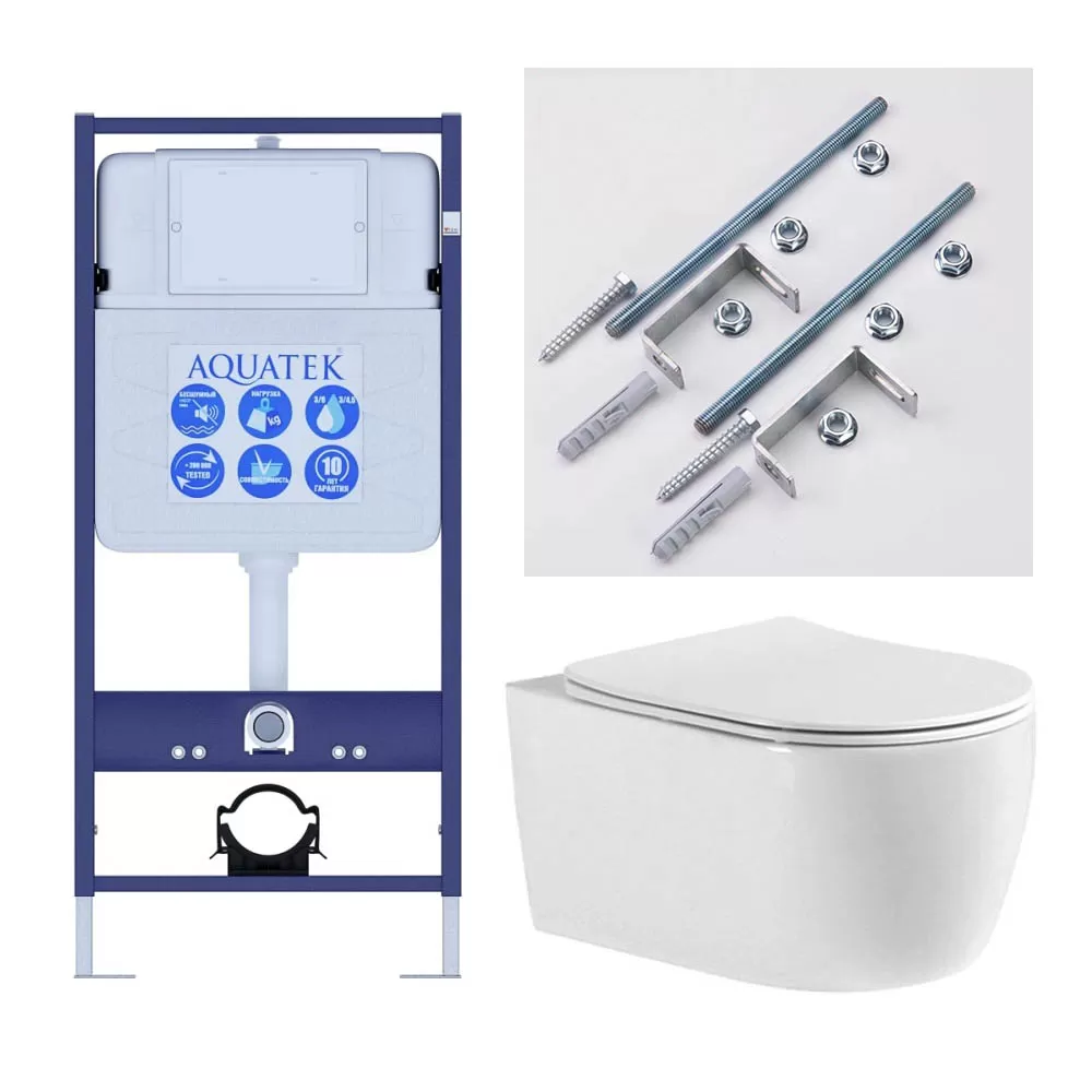 Set AQUATEK ЕВРОПА new cm T (рама AQUATEK Standard INS-0000012+звукоизоляционная прокладка+унитаз ЕВРОПА AQ1106T-00+KKI-0000001)