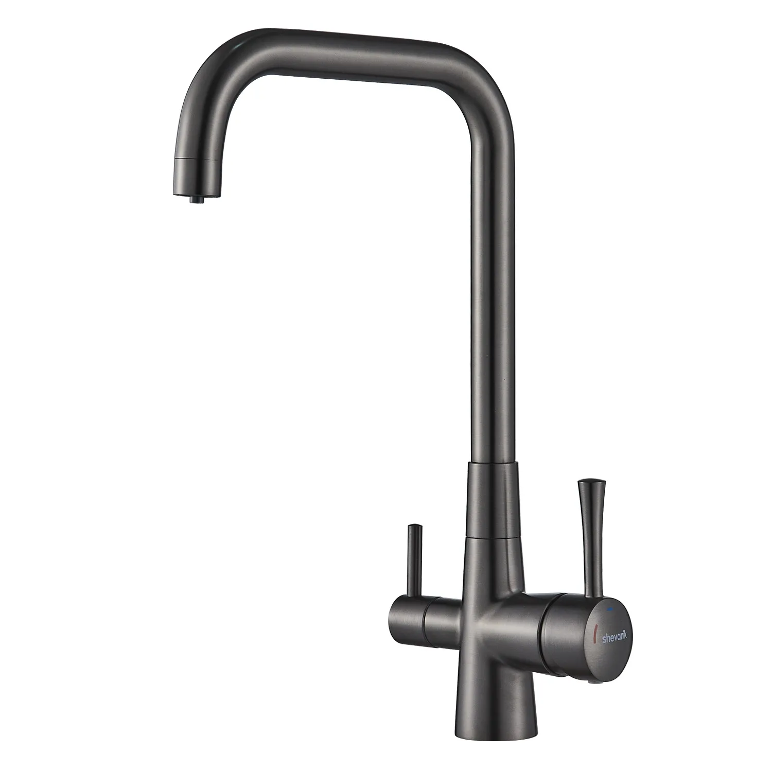 Смеситель для кухни с подключением фильтра Shevanik S528T, оружейная сталь