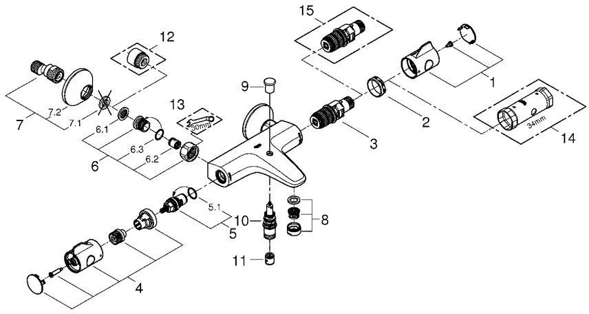 Термостат для ванны Grohe Grohtherm 800 34567000 хром