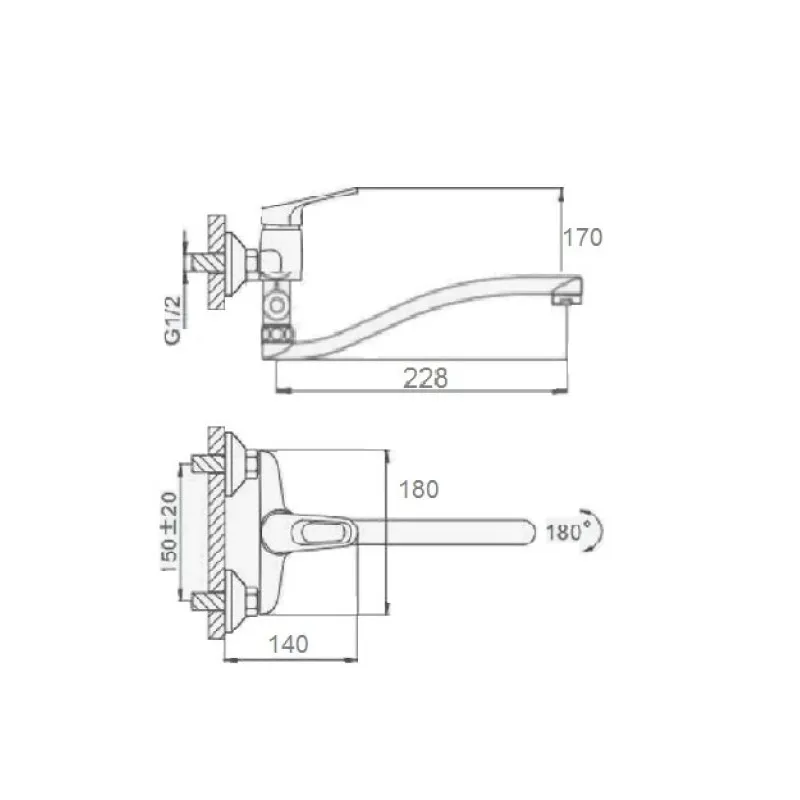 Смеситель для ванны D-Lin D140359, хром