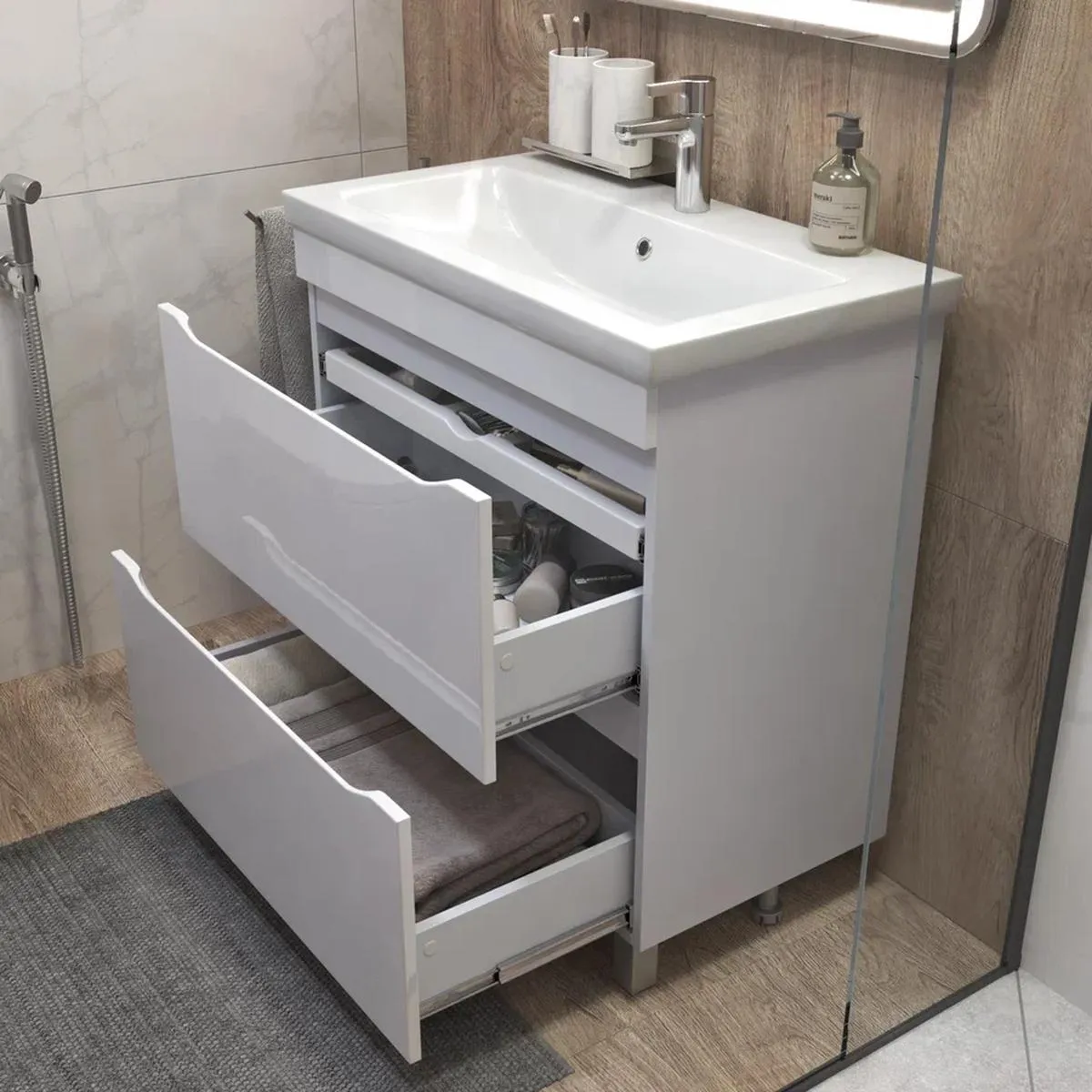 Тумба с раковиной напольная VIGO Grani 203, 80 см