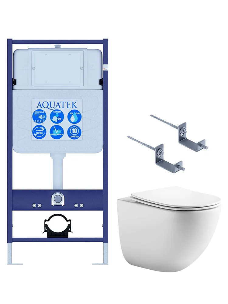 SET AQUATEK ГЕЛИОС KKI2 (рама AQUATEK Standard INS-0000012(без клавиши)+кпереж KKI-0000002+унитаз AQ1993T-00 ГЕЛИОС + с тонким сиденьем soft-close