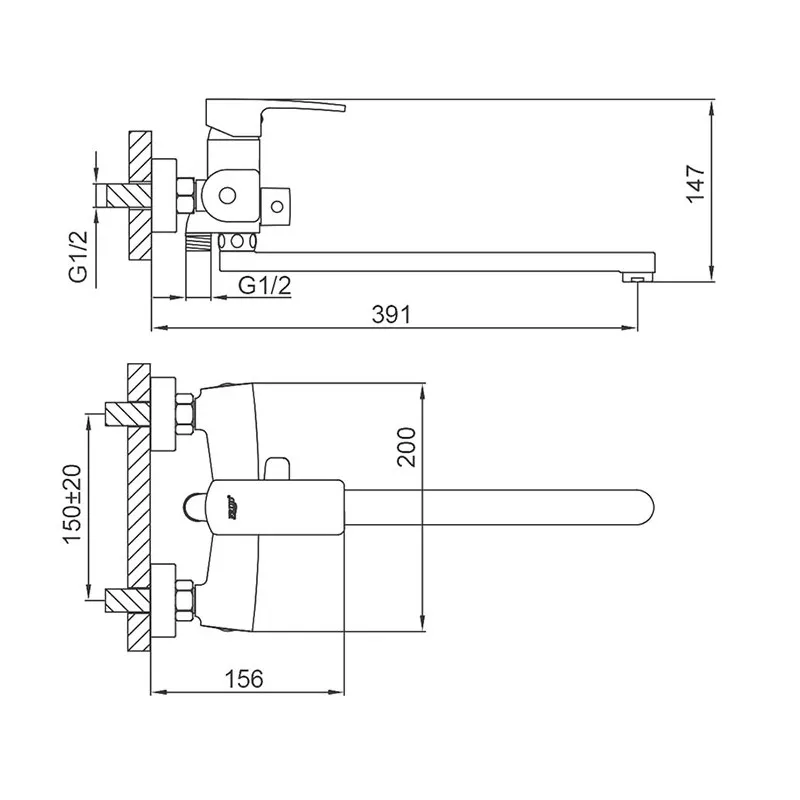 Смеситель для ванны FRUD R22153, белый