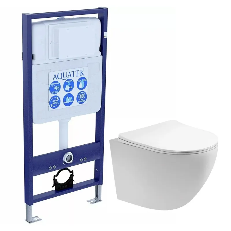SET AQUATEK ЕВРОПА (рама AQUATEK Standard INS-0000012(без клавиши и крепежа)+унитаз ЕВРОПА AQ1900-00 с тонким сиденьем soft-close