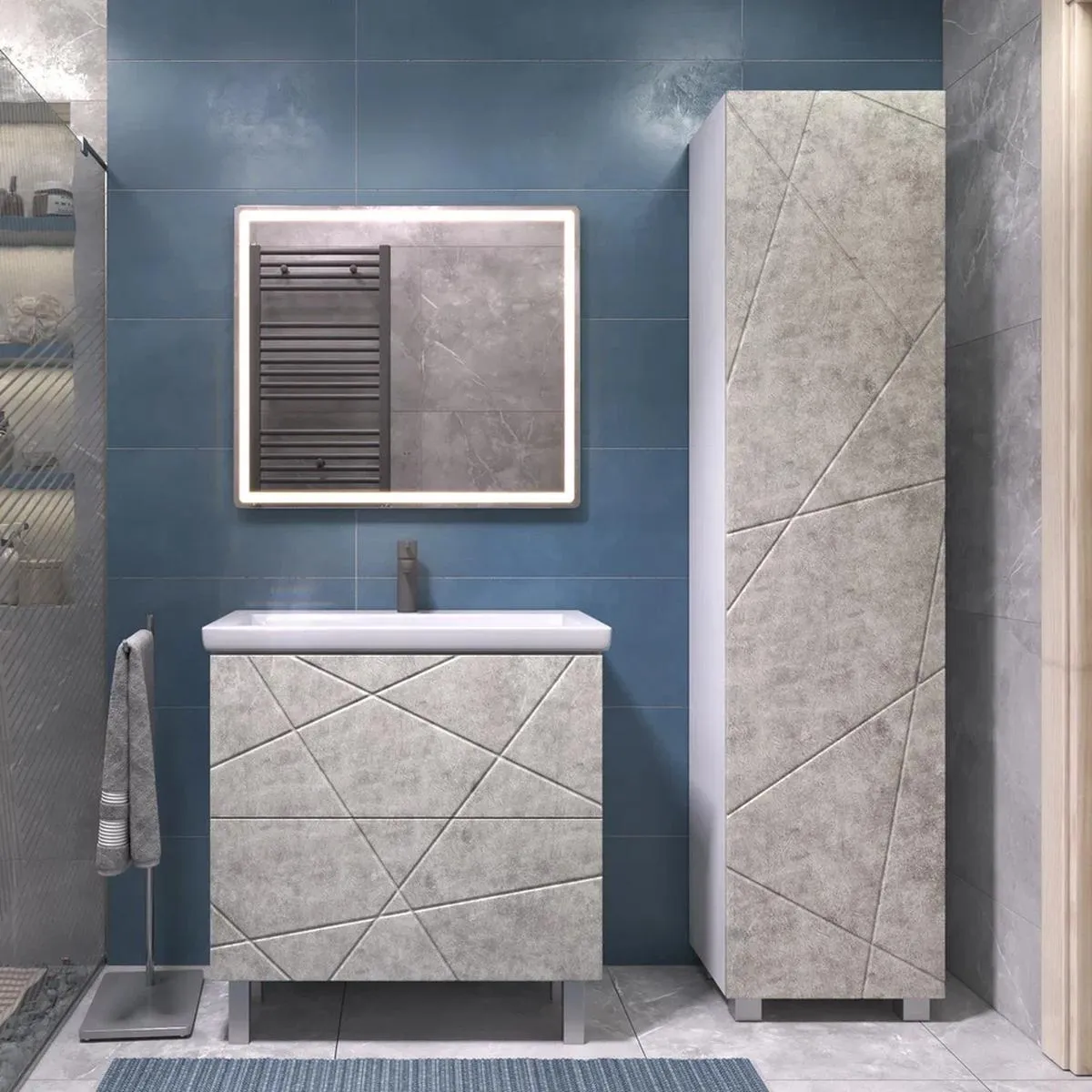 Тумба с раковиной напольная VIGO Geometry 025 бетон, 80 см