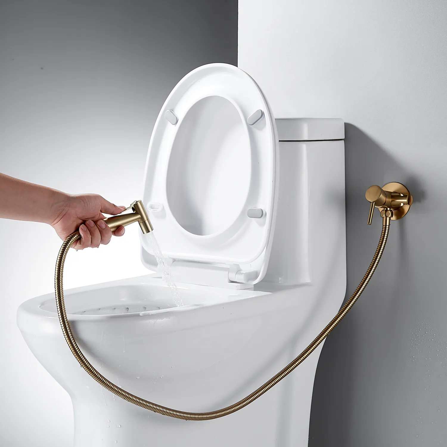 Гигиенический душ со смесителем Shevanik S147G, золотой сатин