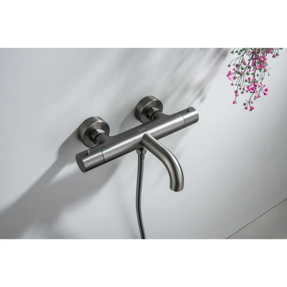 AQ1343BGM ЕВРОПА термостатический смеситель для ванны, шлиф. черный хром