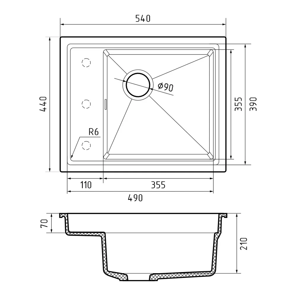 Кухонная мойка Rivelato NOBILE NB-544-L, темно-бежевый