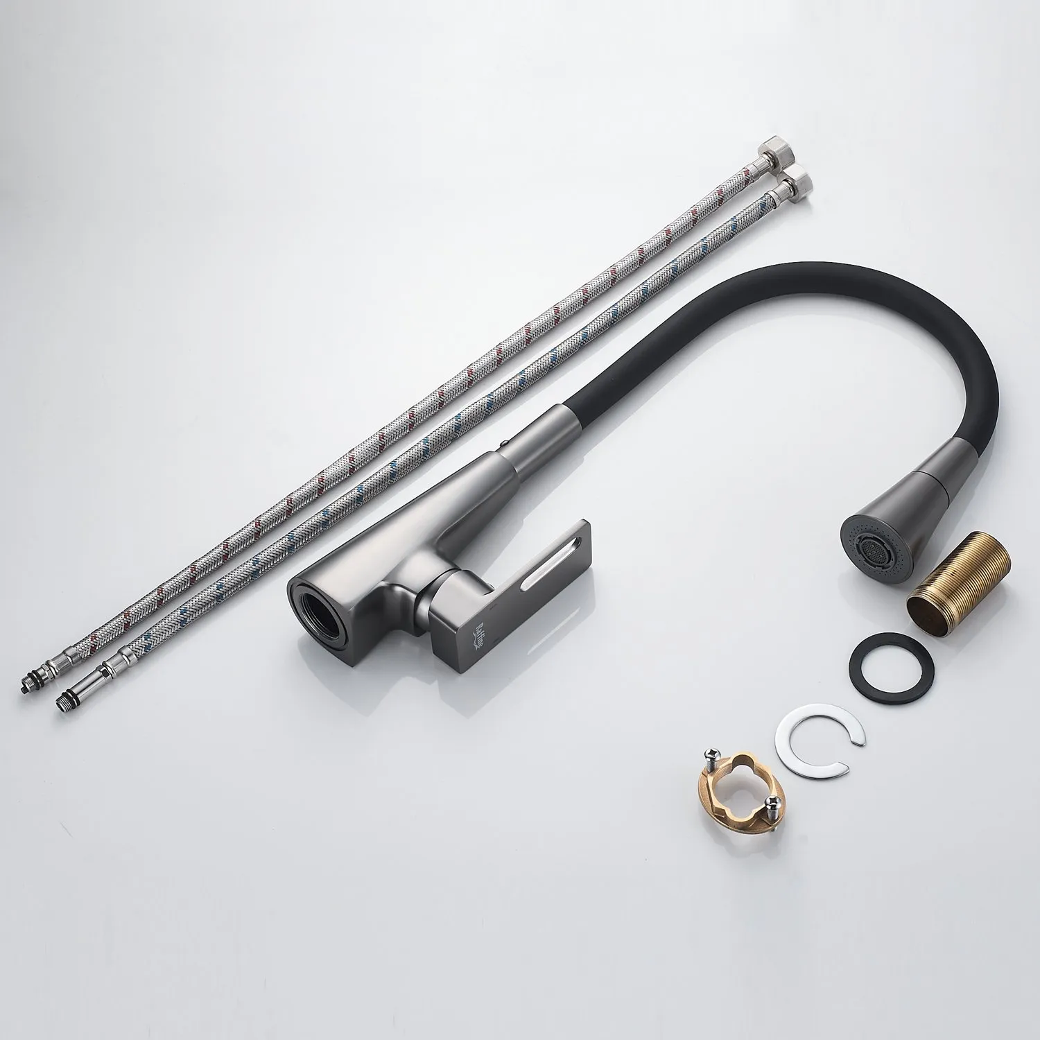 Смеситель для кухни с гибким изливом Raffine F313T-3, оружейная сталь