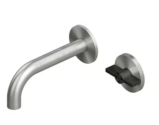 Смеситель для раковины Quadro design Valvola01, сталь брашированная/золото черное (19 10 ASON)