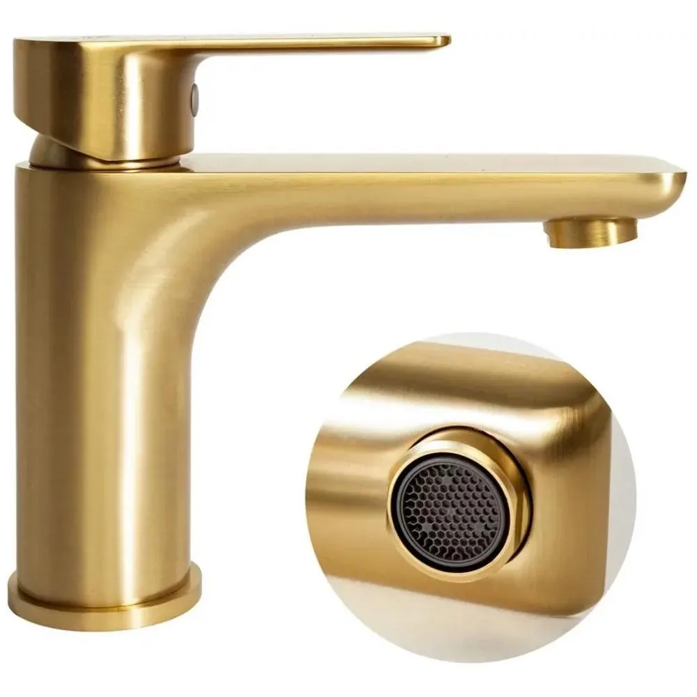 Смеситель для раковины Hansberge H1099MG, матовое золото