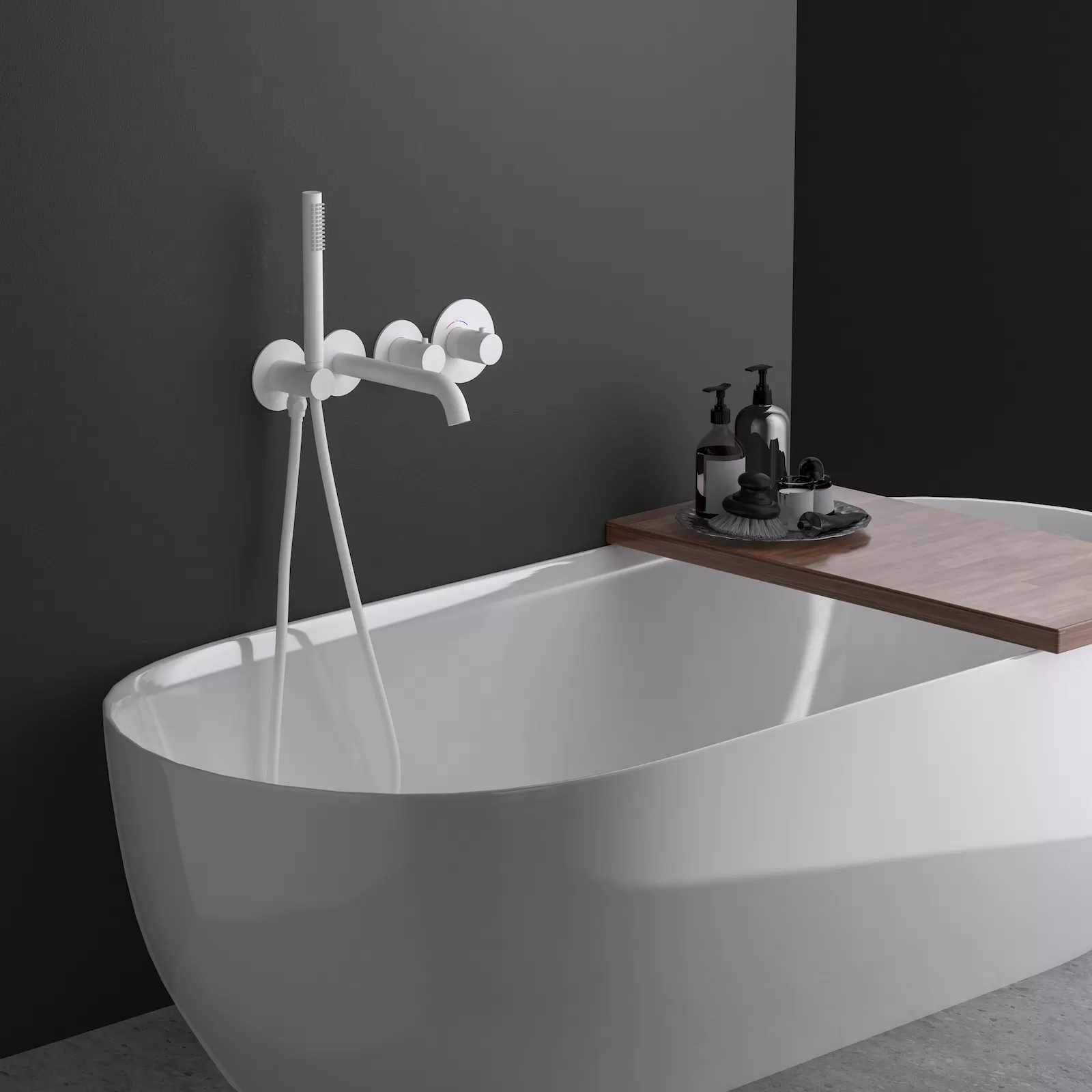 Смеситель встроенный для ванны с душем с термостатотом Timo Saona белый матовый (2324/16YSM)