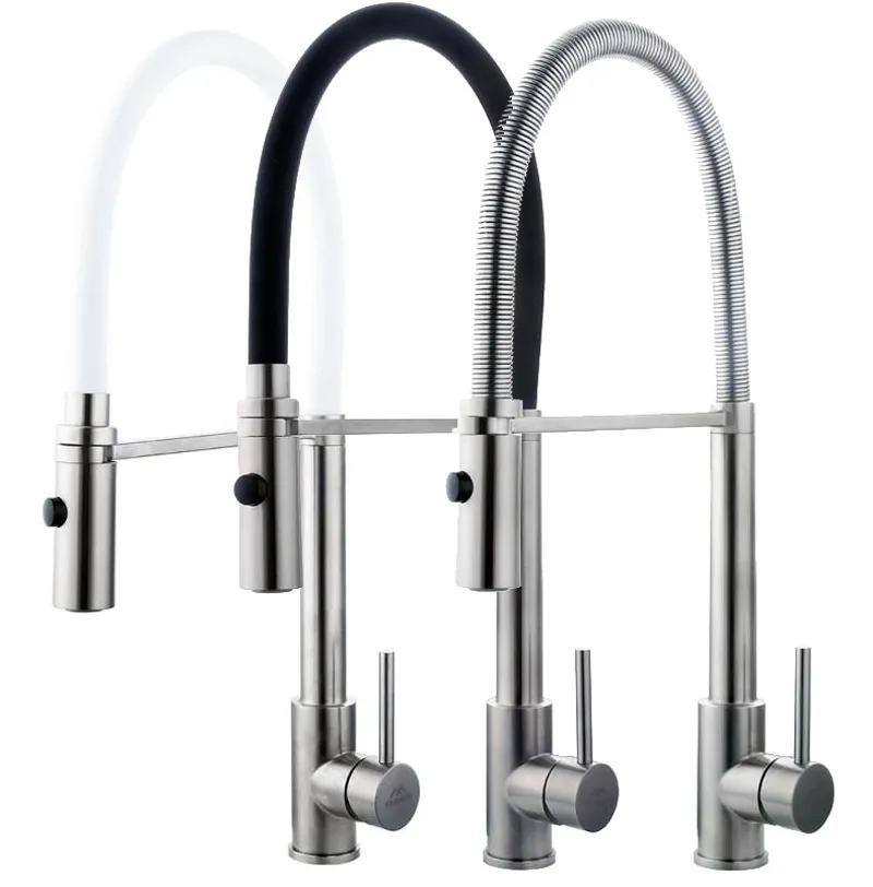 Смеситель для кухни с гибким изливом FASHUN A54111-3, сатин