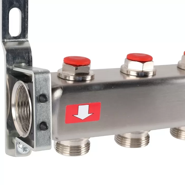 Коллектор Rommer 1"x3/4" на 7 контуров с запорными клапанами (нерж. сталь) (RMS-3200-000007)