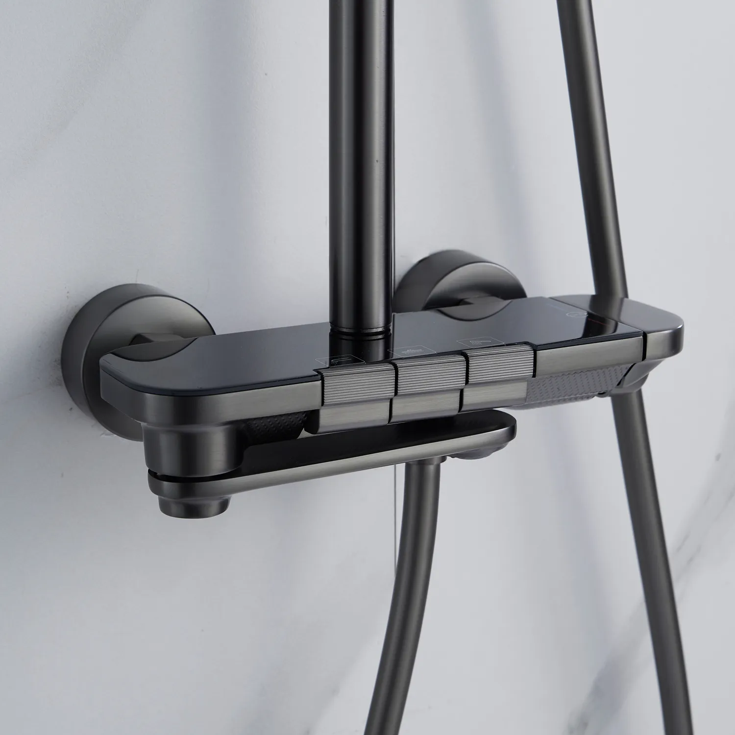 Душевая система Shevanik S4726T, оружейная сталь