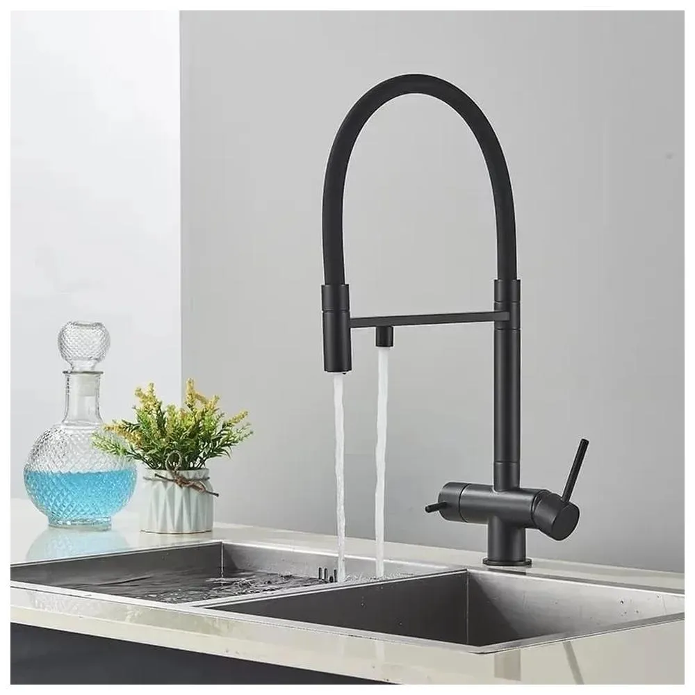 Смеситель для кухни с гибким изливом Grocenberg GB4099BL, черный