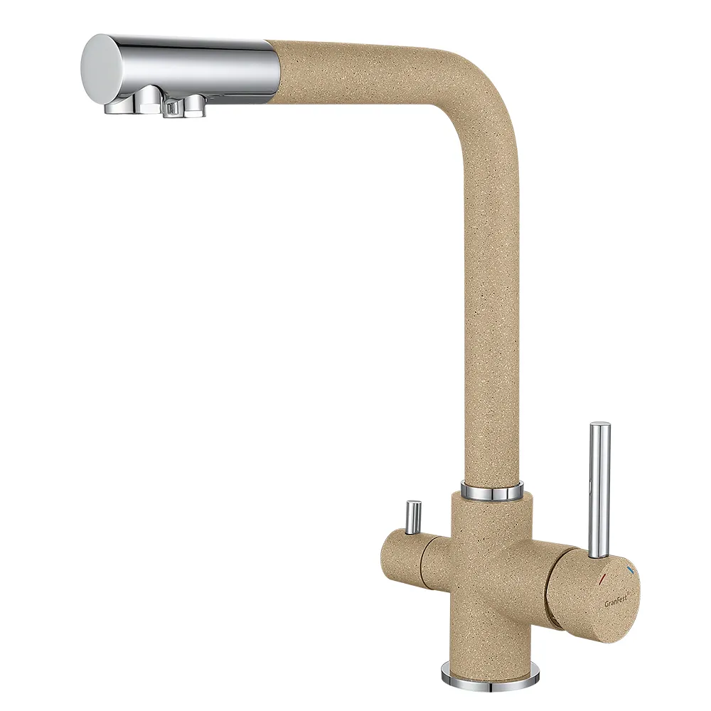 Смеситель для кухни с подключением фильтра GranFest 3611, песочный