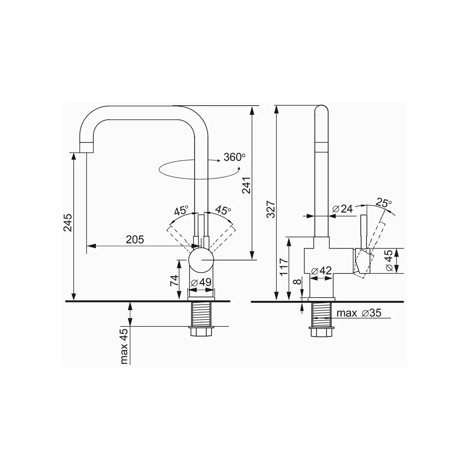 Смеситель для кухни Ulgran UQ-023-08, космос