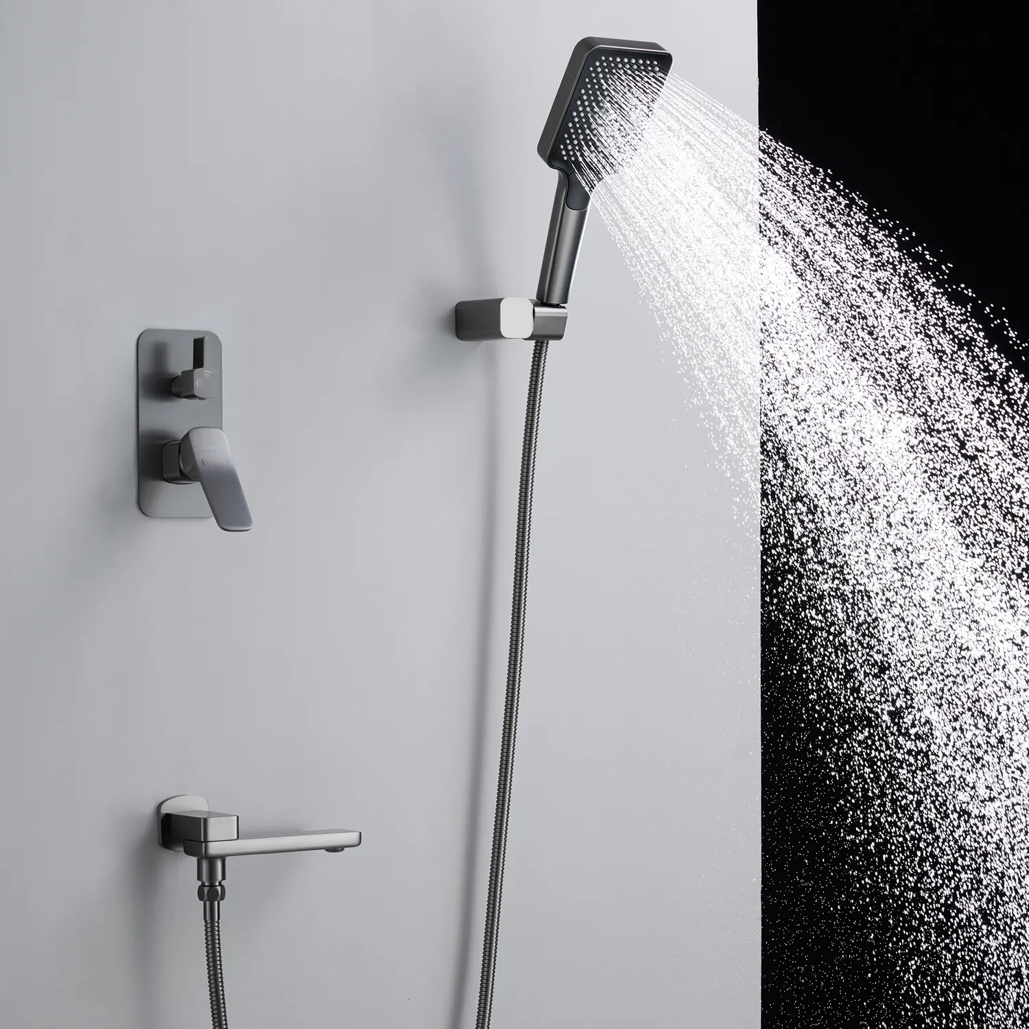 Душевая система встраиваемая Shevanik S9935T, оружейная сталь