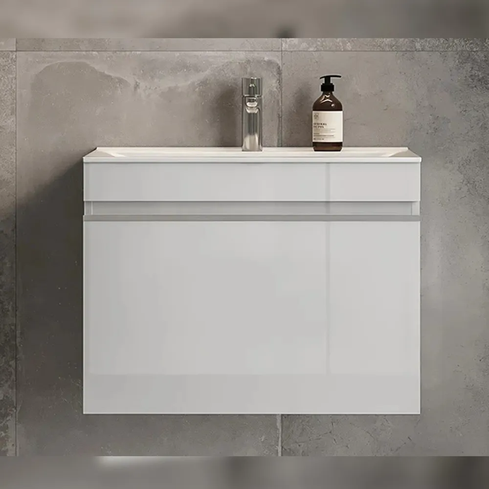 Тумба с раковиной подвесная Velvex Pulsus tp.PUL.PUL.70.1Y белый глянец, 70 см