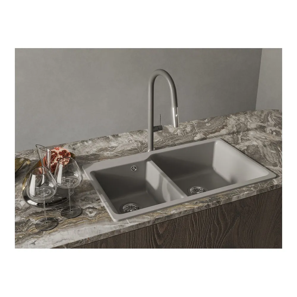 Смеситель для кухни с выдвижным изливом Rivelato Asti 3972500, серый/хром