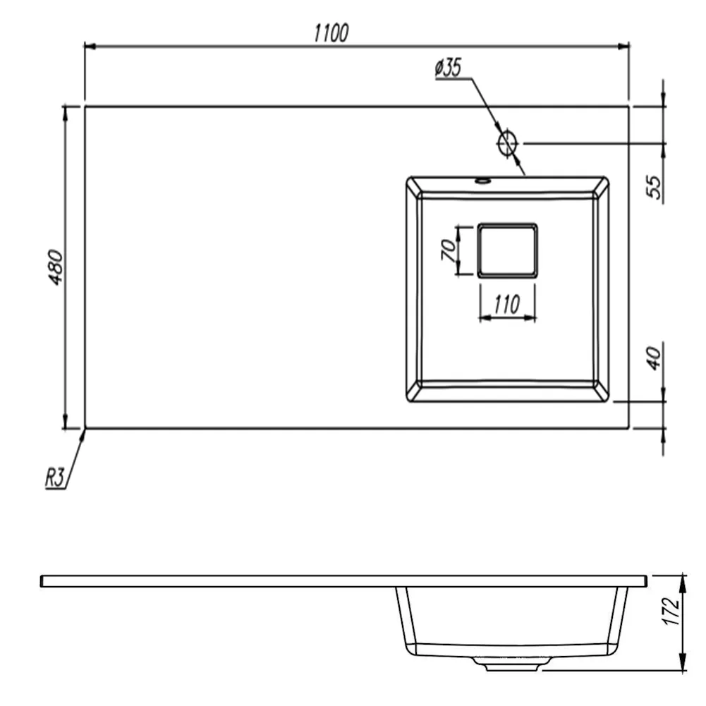 Раковина Florentina Аванти 110 см 10.310.0R110.307, серый шёлк
