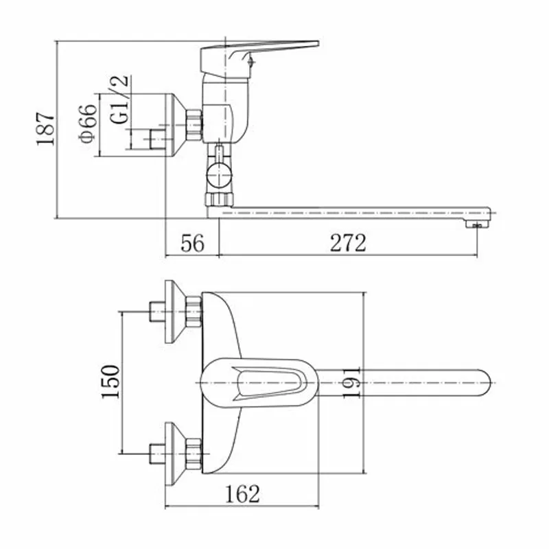Смеситель для ванны FASHUN A2168, хром