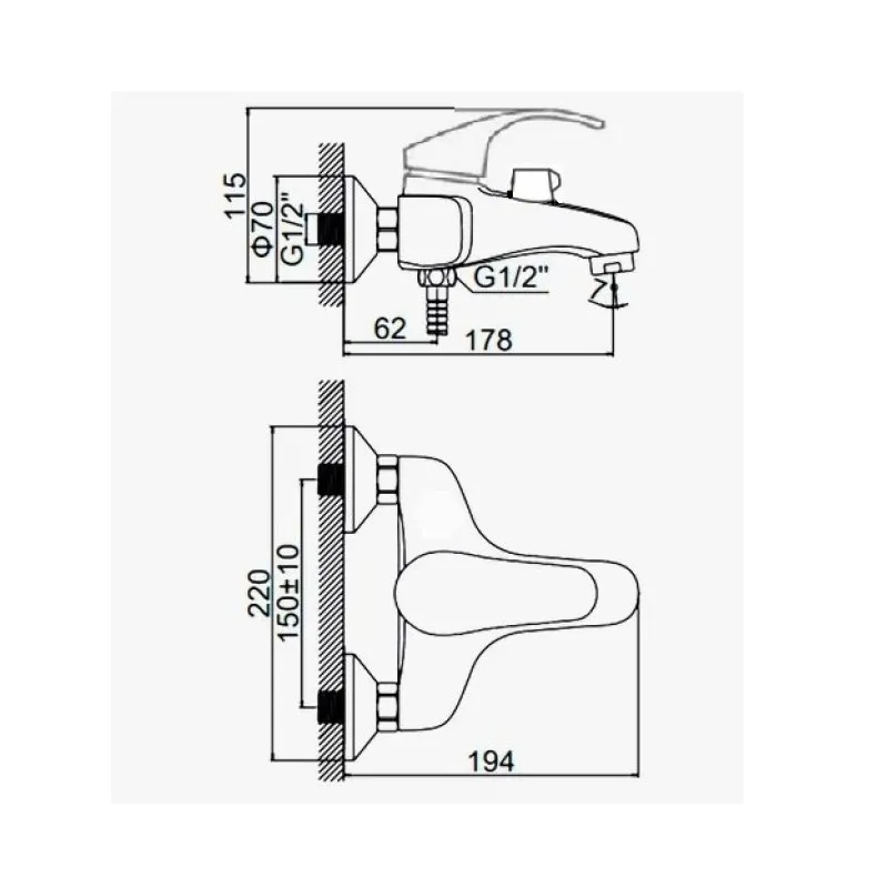 Смеситель для ванны D-Lin D130460-8, хром
